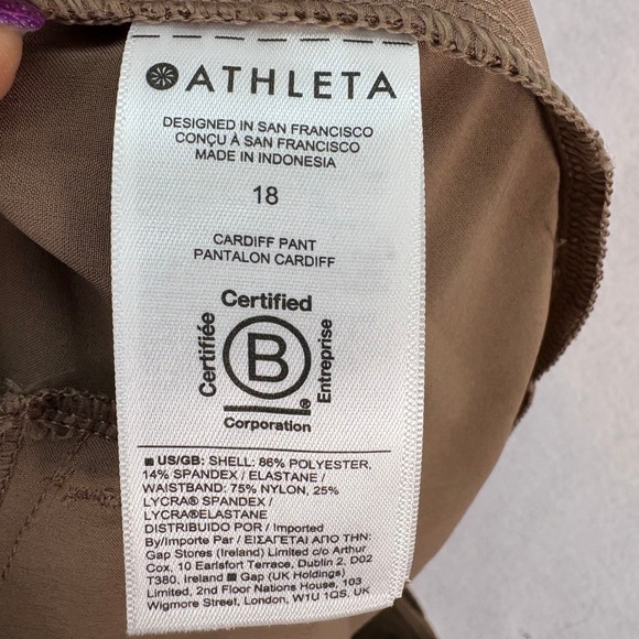 NWT Athleta Womens Sz 18 Brown Cardiff Pant Pleated High Rise Tie Waist Casual - Picture 10 of 10